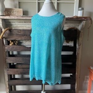 FEVER Sleeveless Blouse in Turquoise/White XL